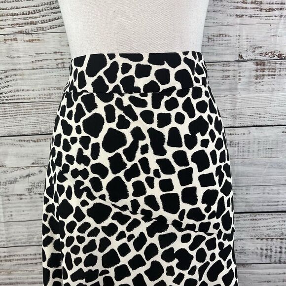 INC International Concepts Skirt sz 12 Black Ivory Giraffe High Low A Line Midi - Picture 3 of 12